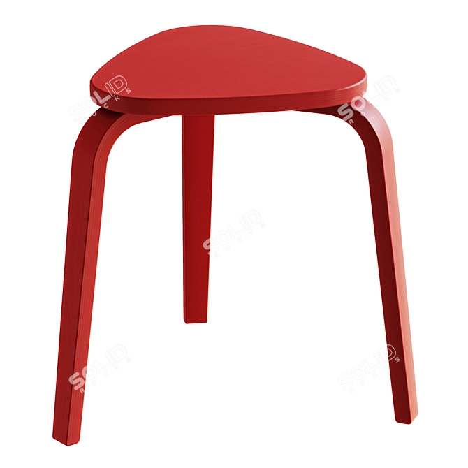 Minimalist Birch Stool: Ikea KYRRE 3D model image 8