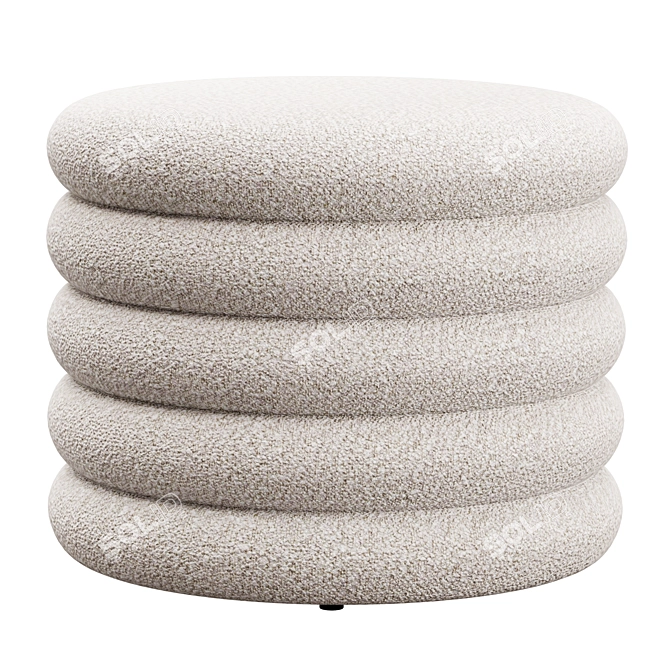 Cozy Boucle Storage Ottoman 3D model image 1