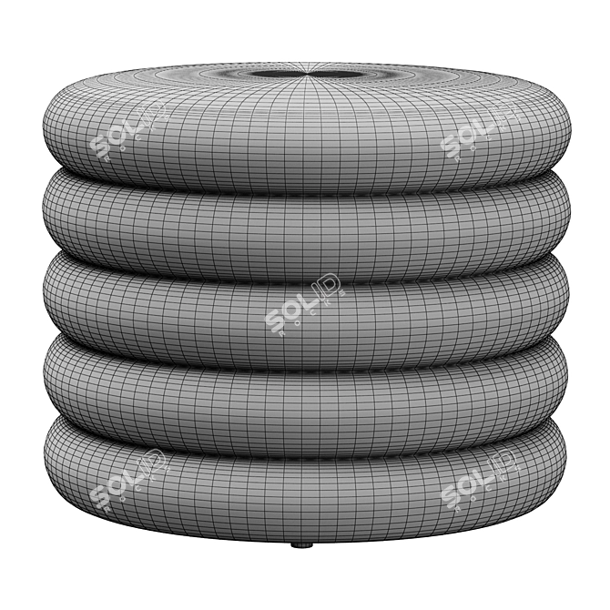 Cozy Boucle Storage Ottoman 3D model image 3