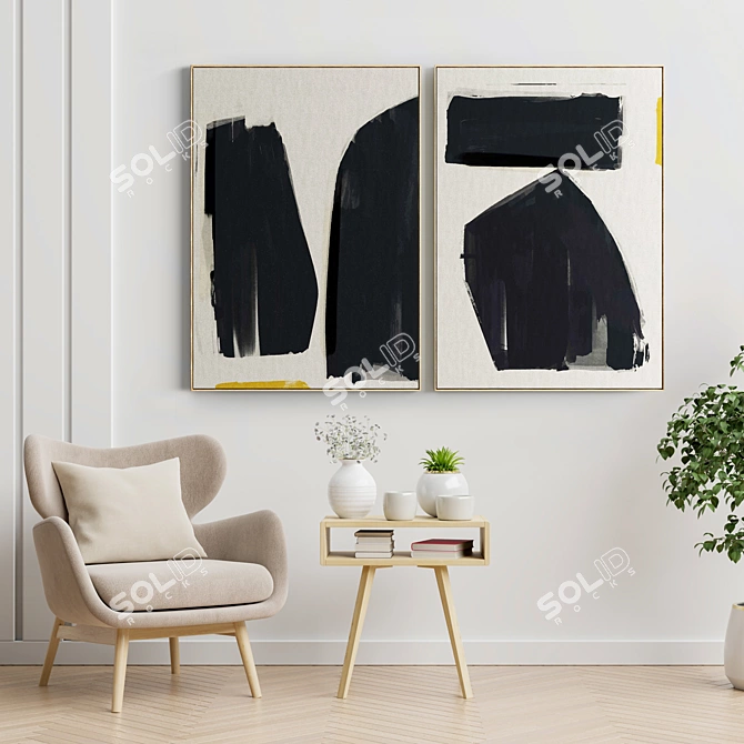 Elegant Multi-Frame Art Set 3D model image 2