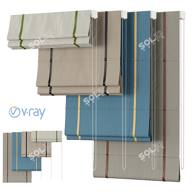 Elegant Roman Curtains: Transform Your Space 3D model image 1