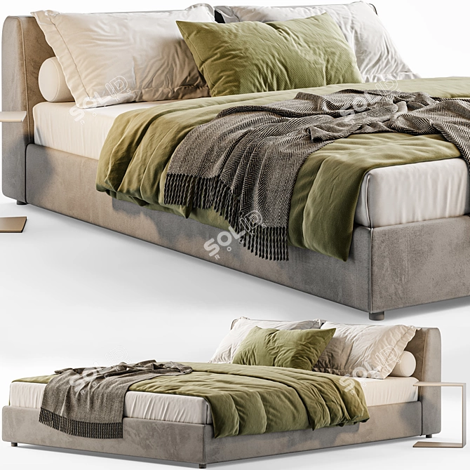 Elegant Meridiani Louis Bed - Stylish Comfort for Your Bedroom 3D model image 1