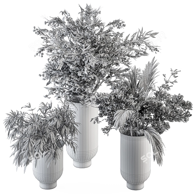 Fresh Green Branch Bouquet 3D model image 4