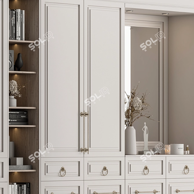 Elegant White Wood Hall Set 3D model image 3