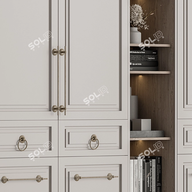 Elegant White Wood Hall Set 3D model image 5