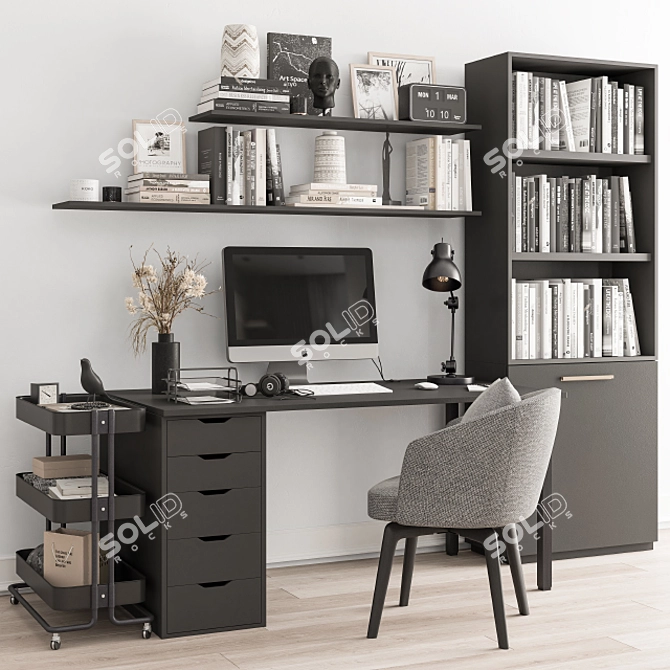 Sleek Home Office Furniture 3D model image 1