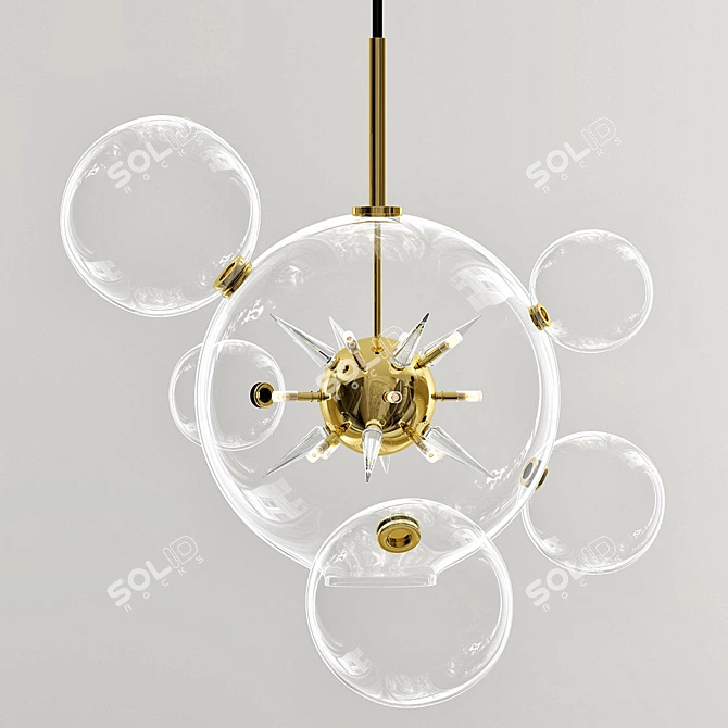 Spiked Bubble Glass Chandelier 3D model image 1