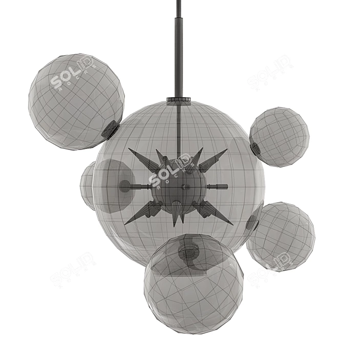 Spiked Bubble Glass Chandelier 3D model image 2