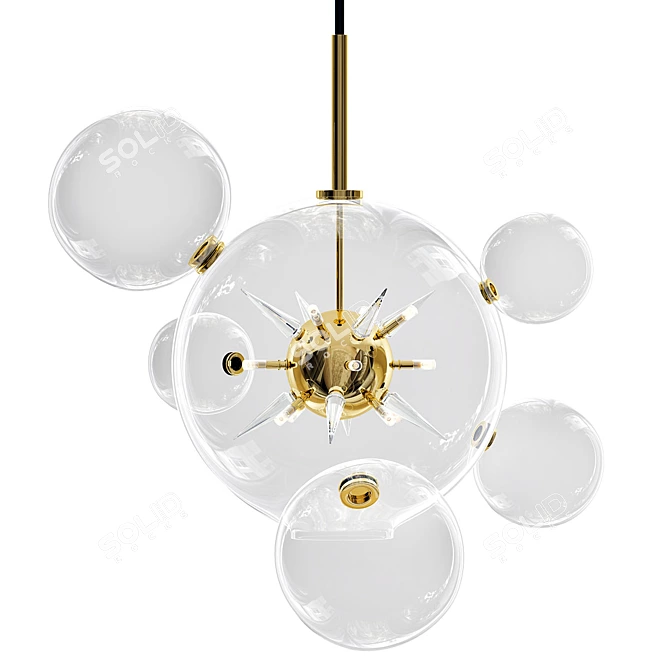 Spiked Bubble Glass Chandelier 3D model image 3