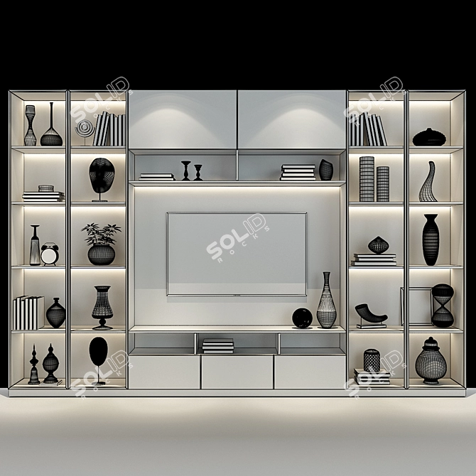 Modern TV Wall Set 261: Stylish & Functional 3D model image 3