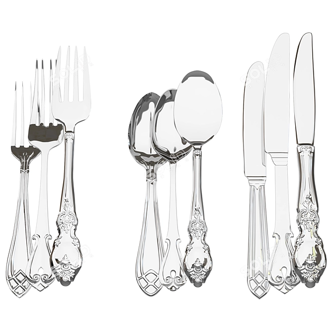 Elegant Stainless Steel Cutlery 3D model image 1
