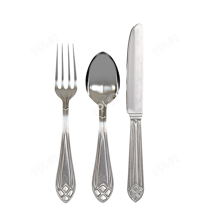 Elegant Stainless Steel Cutlery 3D model image 2