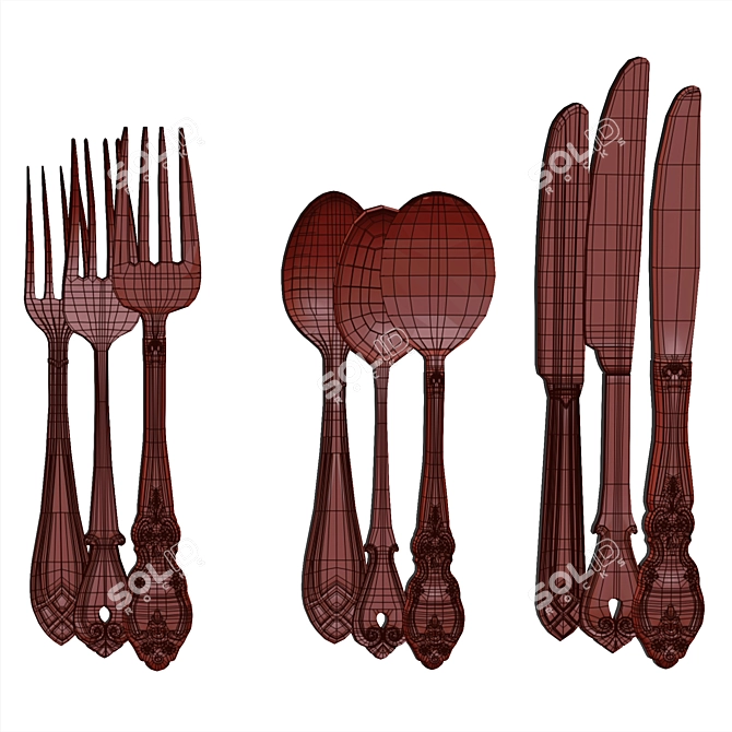 Elegant Stainless Steel Cutlery 3D model image 5