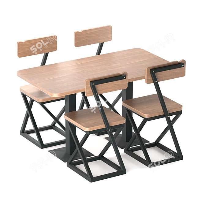 EVO's Wood Table Set - Stylish and Sturdy 3D model image 1