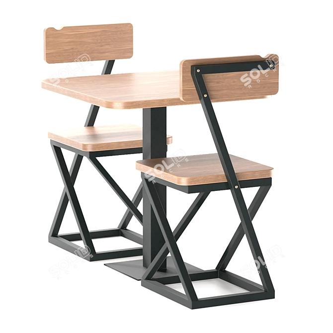 EVO's Wood Table Set - Stylish and Sturdy 3D model image 3