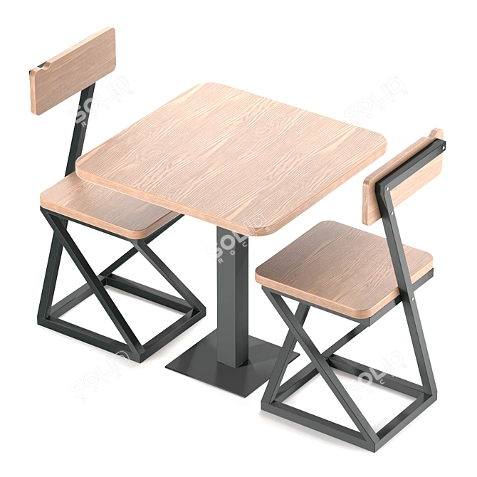 EVO's Wood Table Set - Stylish and Sturdy 3D model image 4