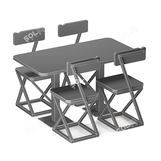 EVO's Wood Table Set - Stylish and Sturdy 3D model image 5