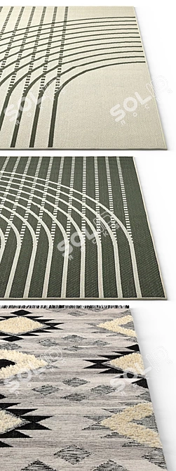 Handcrafted Gray Black Rug 160x230 cm 3D model image 2