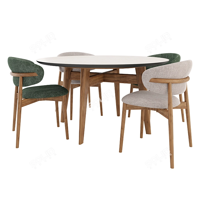 Elegant Modern Dining Set: Oleandro Chair & Abrey Table 3D model image 1