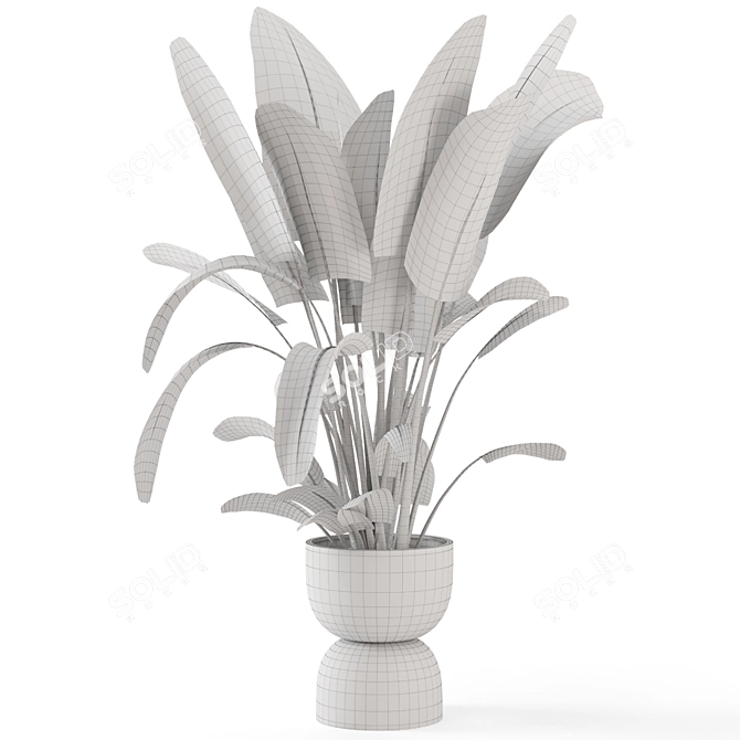 Rustic Concrete Pot Set with Indoor Plants 3D model image 7