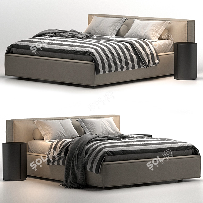 Minimalist Comfort Bed 3D model image 2