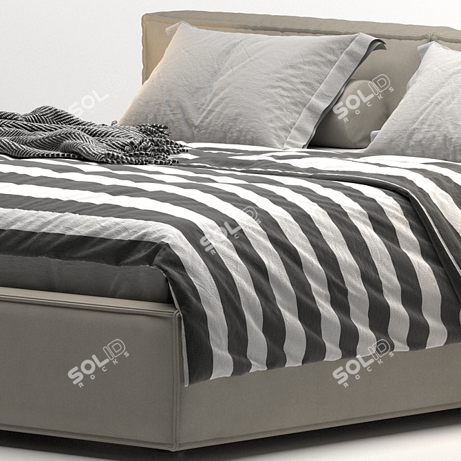 Minimalist Comfort Bed 3D model image 4