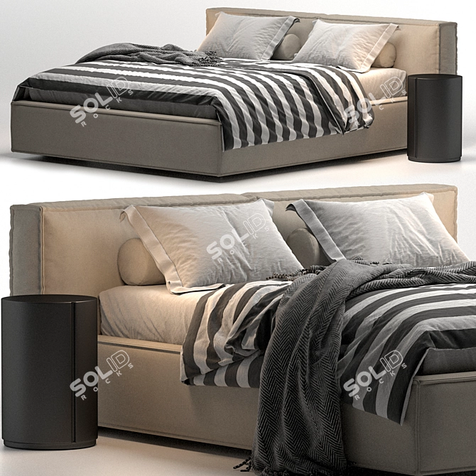 Minimalist Comfort Bed 3D model image 7