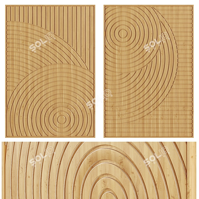 Wooden Relief Spiral Wall Decor 3D model image 1