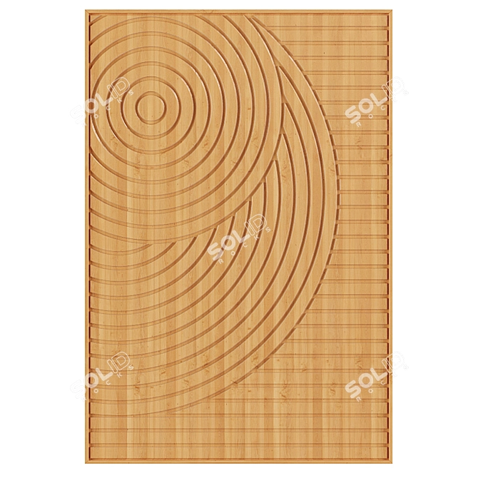Wooden Relief Spiral Wall Decor 3D model image 3