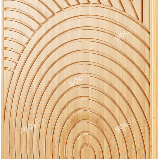 Wooden Relief Spiral Wall Decor 3D model image 4