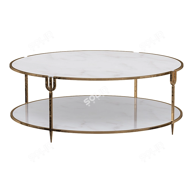 Elegant Iron & Stone Coffee Table 3D model image 1