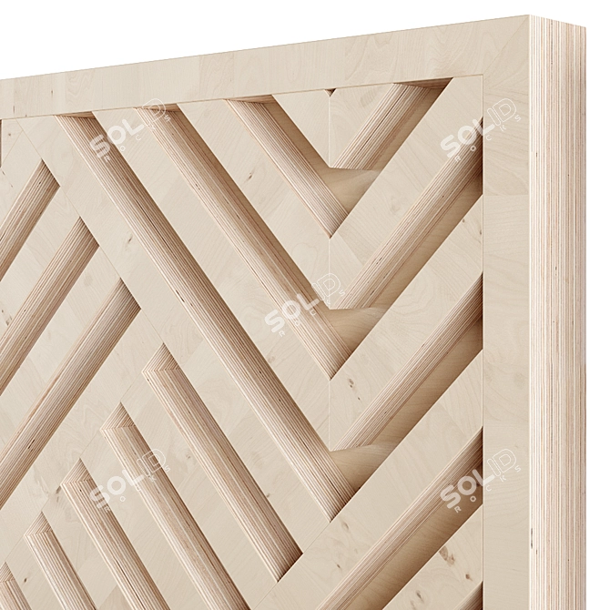 Contemporary Birch Plywood Wall Art Set 3D model image 3