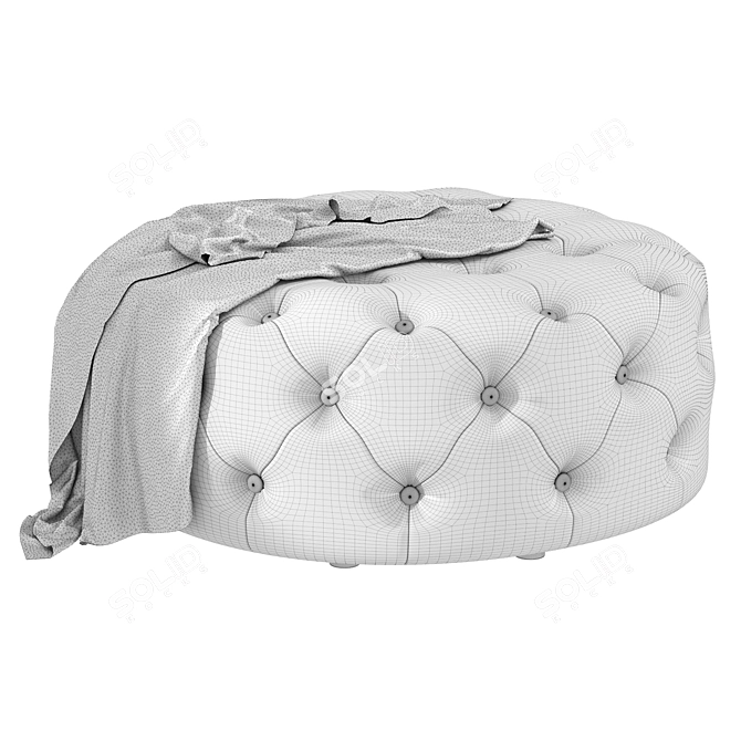 Luxurious Velvet Round Pouffe 3D model image 5