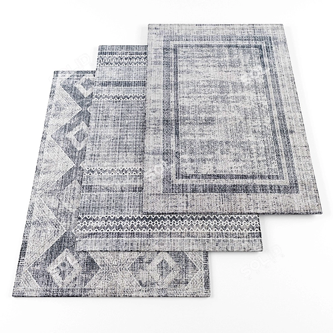 High-Resolution Rugs: 5-Piece Random Set 3D model image 1