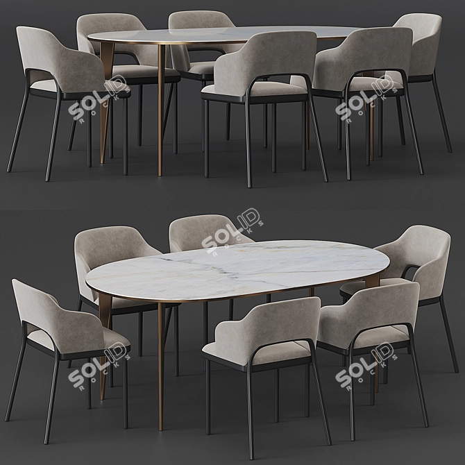 Modern Thonet 520 and Arden Dining Table 3D model image 4