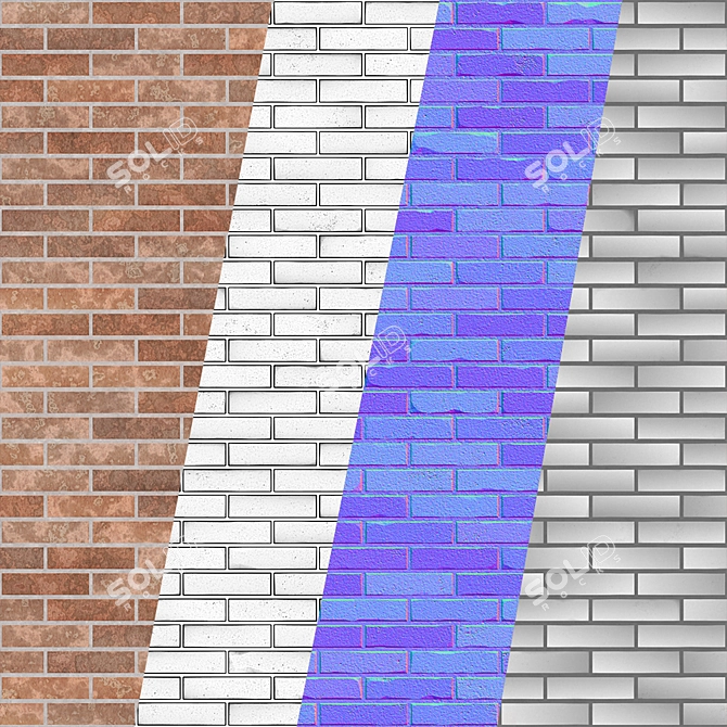 Seamless Brick Textures - 4 Color PBR 3D model image 6