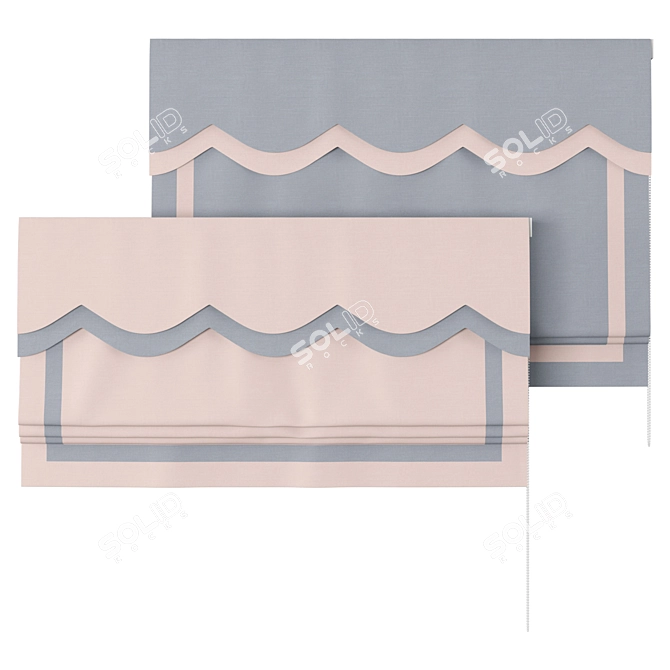Elegant Scalloped Roman Curtains 3D model image 2