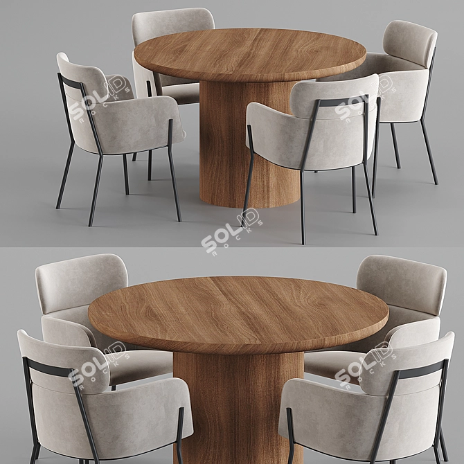 CB2 Azalea Round Dining Table: Modern Elegance for Your Dining Space 3D model image 2
