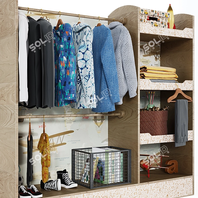 Astonishing Kids Wardrobe 3D model image 2