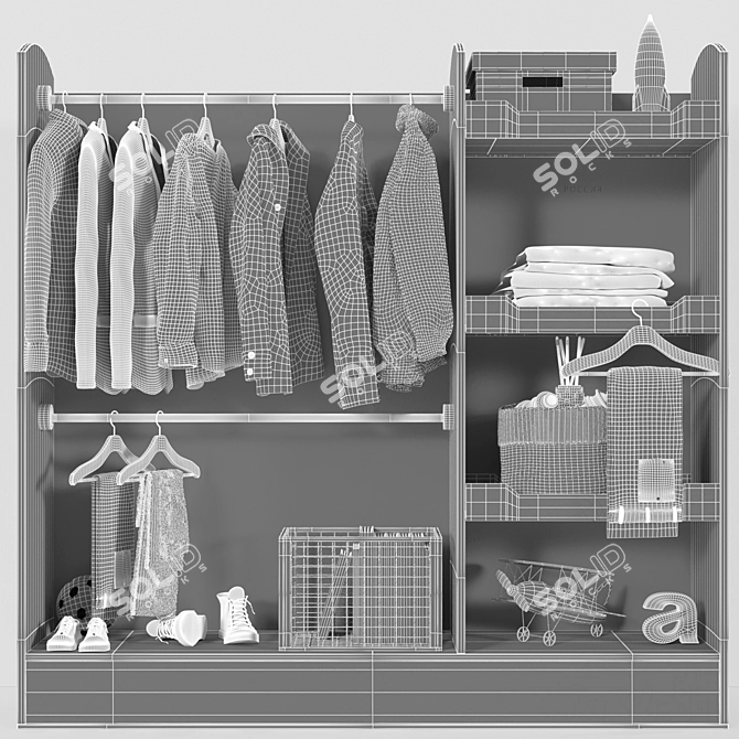 Astonishing Kids Wardrobe 3D model image 4