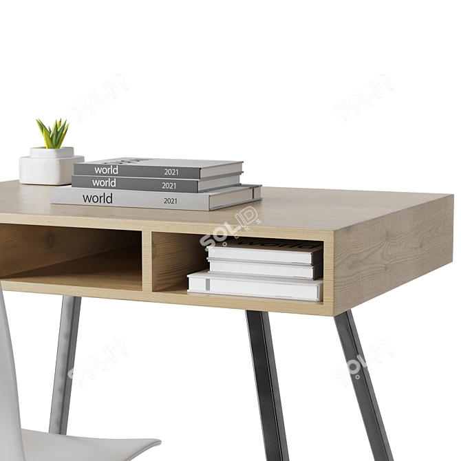 Sleek Modern Desk 01 3D model image 2