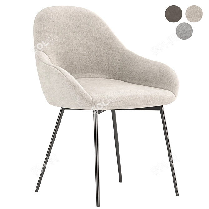 Chic Brooke Fabric Dining Chair 3D model image 1