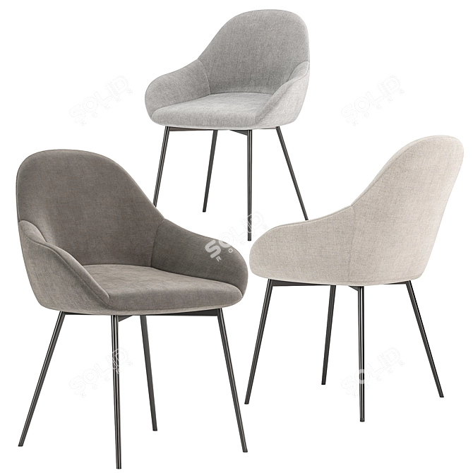 Chic Brooke Fabric Dining Chair 3D model image 4