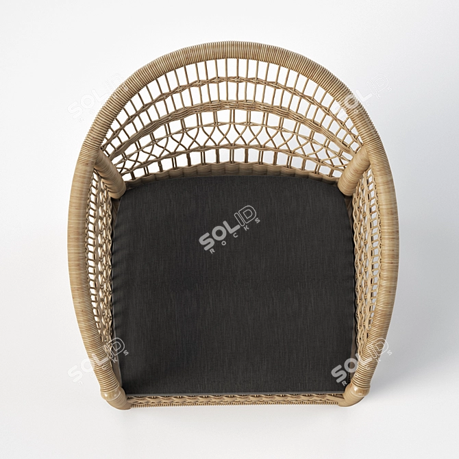 JANO Garden Chair: Synthetic Rattan, Black Cushion 3D model image 6