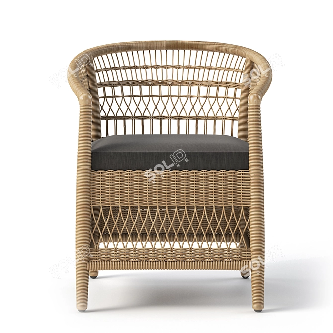 JANO Garden Chair: Synthetic Rattan, Black Cushion 3D model image 9