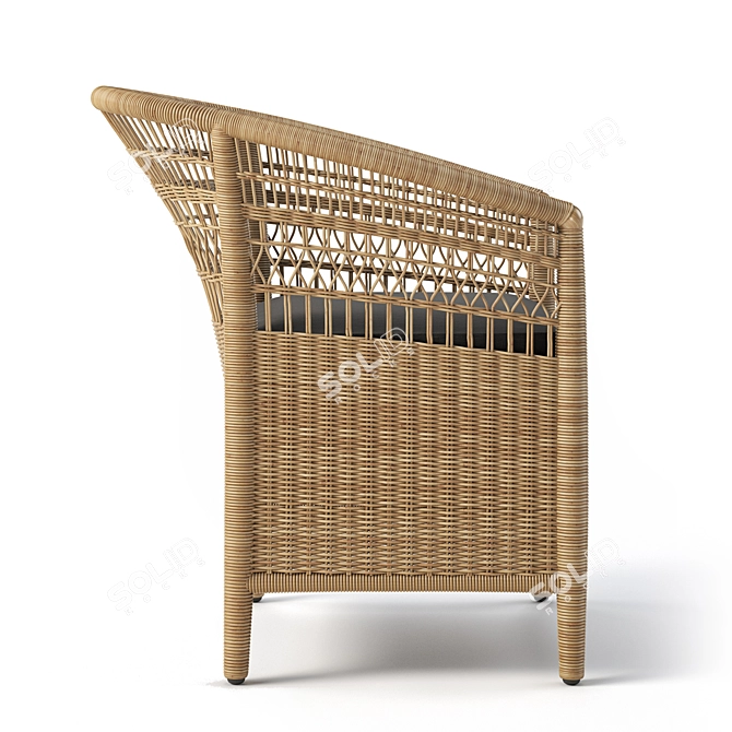 JANO Garden Chair: Synthetic Rattan, Black Cushion 3D model image 10