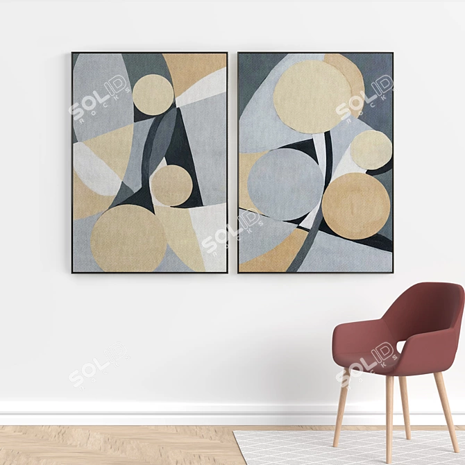 Elegant Frames: Set of 2 Paintings 3D model image 3