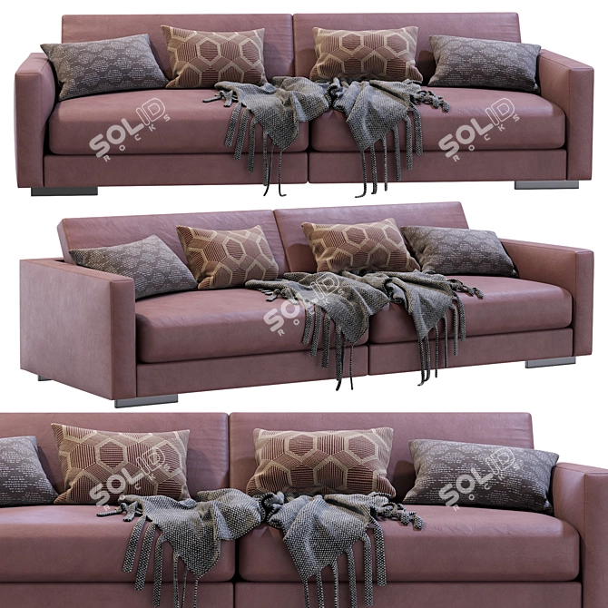 Luxury Flexform Magnum Leather Sofa 3D model image 4