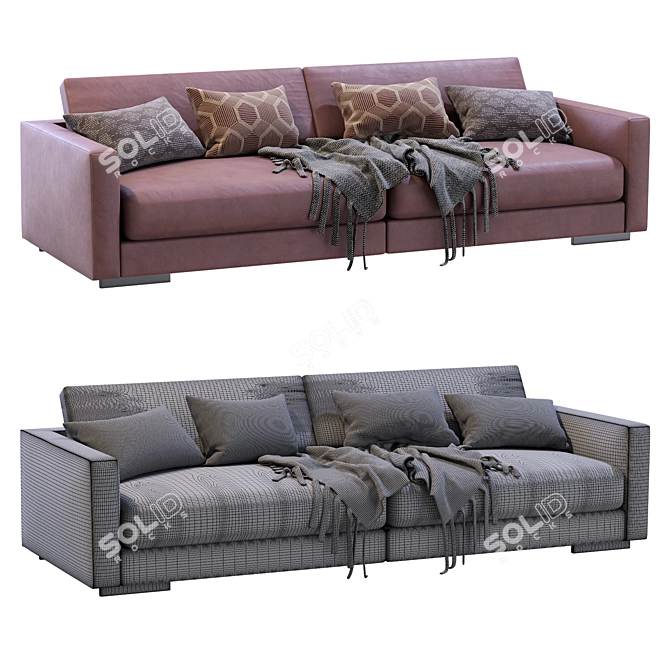 Luxury Flexform Magnum Leather Sofa 3D model image 5