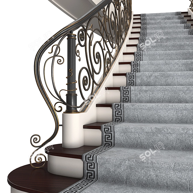 Elegant Mansion Staircase 3D model image 3